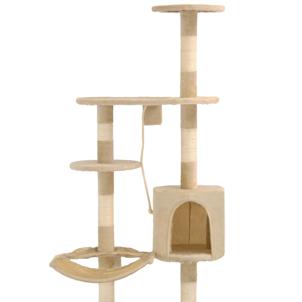 Cat Tree with Sisal Scratching Posts Wall Mounted 194 cm Beige