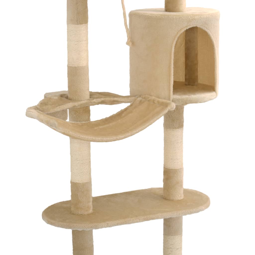 Cat Tree with Sisal Scratching Posts Wall Mounted 194 cm Beige