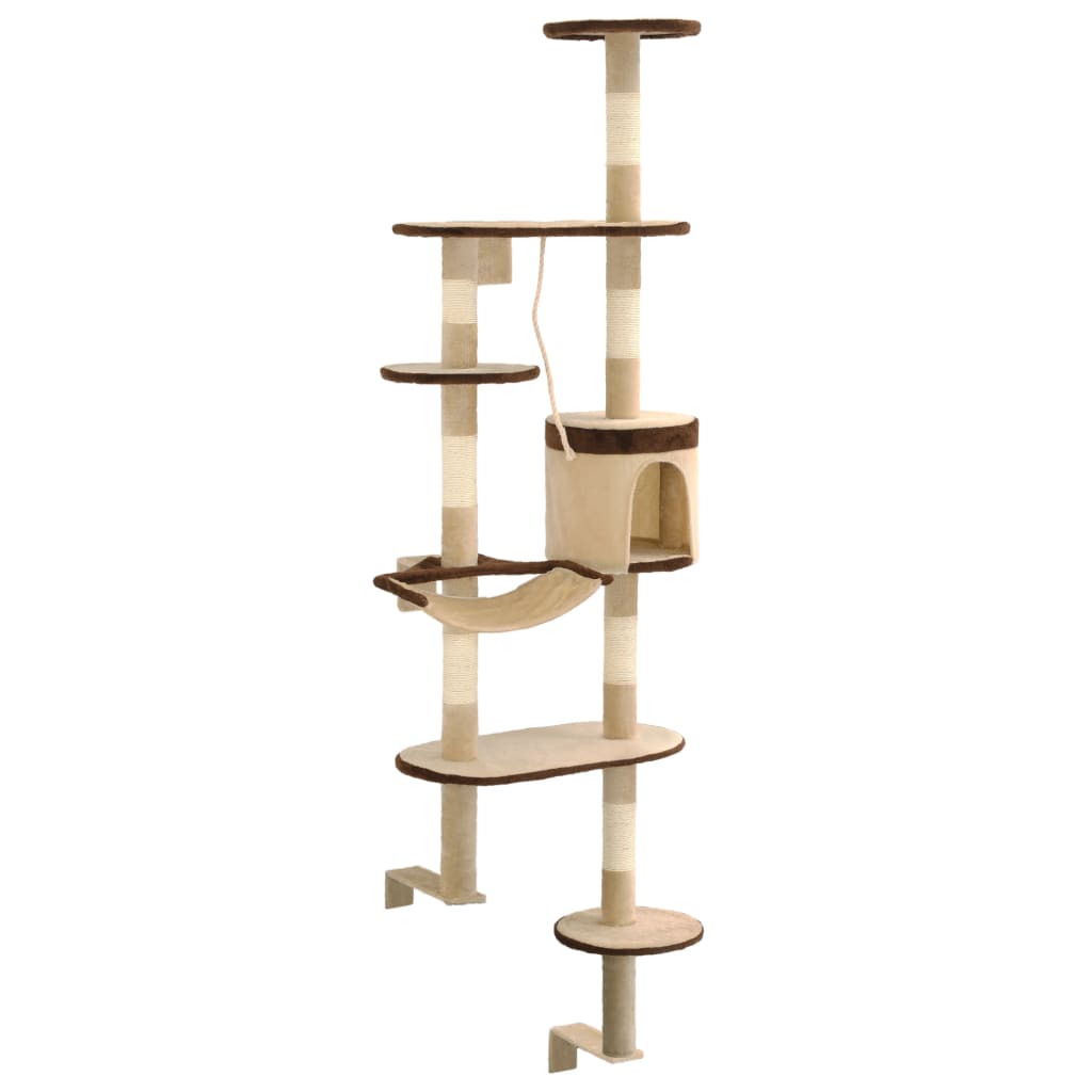 vidaXL Cat Tree with Sisal Scratching Posts Wall Mounted 194 cm