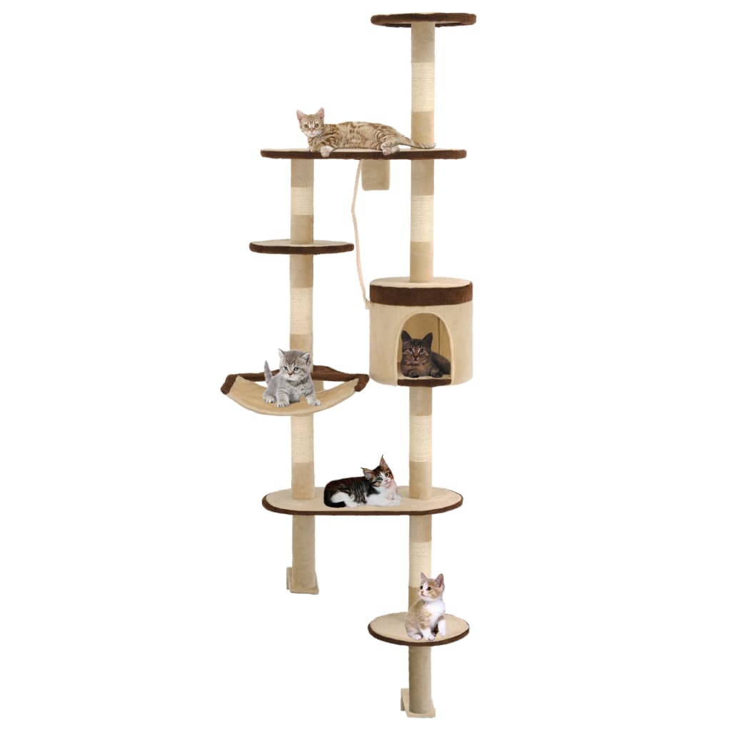 vidaXL Cat Tree with Sisal Scratching Posts Wall Mounted 194 cm