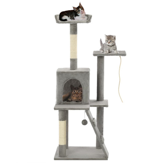 Cat Tree | Grey | Particle board, soft plush, sisal rope | Medium