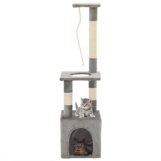 Cat Tree | Grey | Particle board, soft plush, sisal rope | Medium