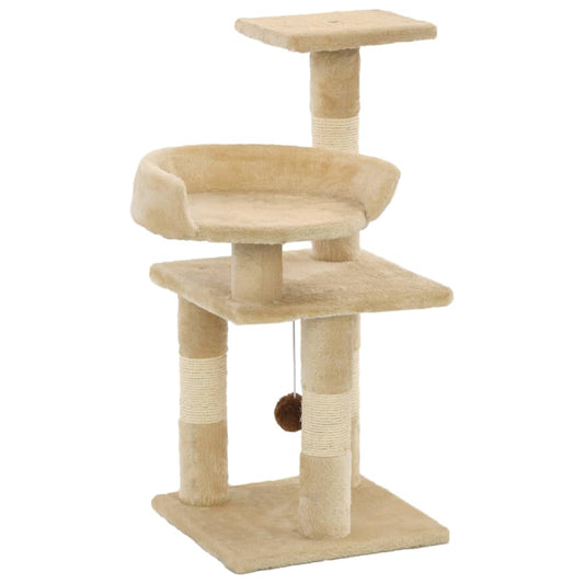 Cat Tree | Beige | Particle board, Soft plush, Sisal rope | Medium
