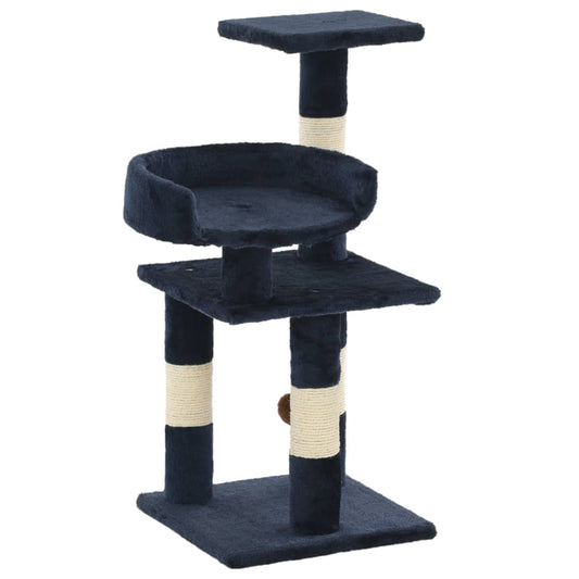 Cat Tree | Blue | Particle board, plush, sisal rope | Medium | Durable
