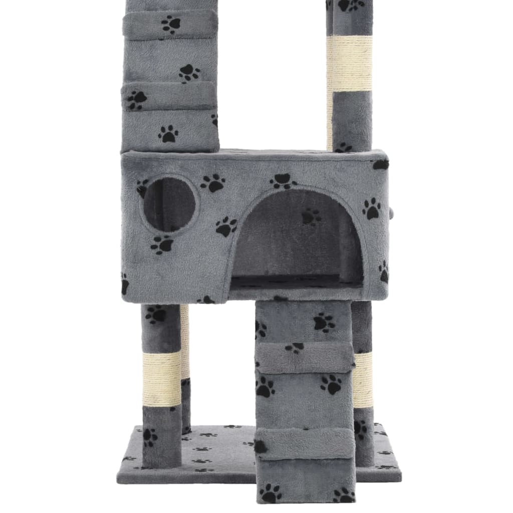 Cat Tree with Sisal Scratching Posts 170 cm Paw Prints Grey