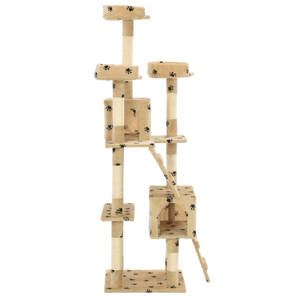 Cat Tree with Sisal Scratching Posts 170 cm Paw Prints Beige