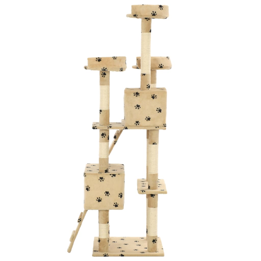 Cat Tree with Sisal Scratching Posts 170 cm Paw Prints Beige