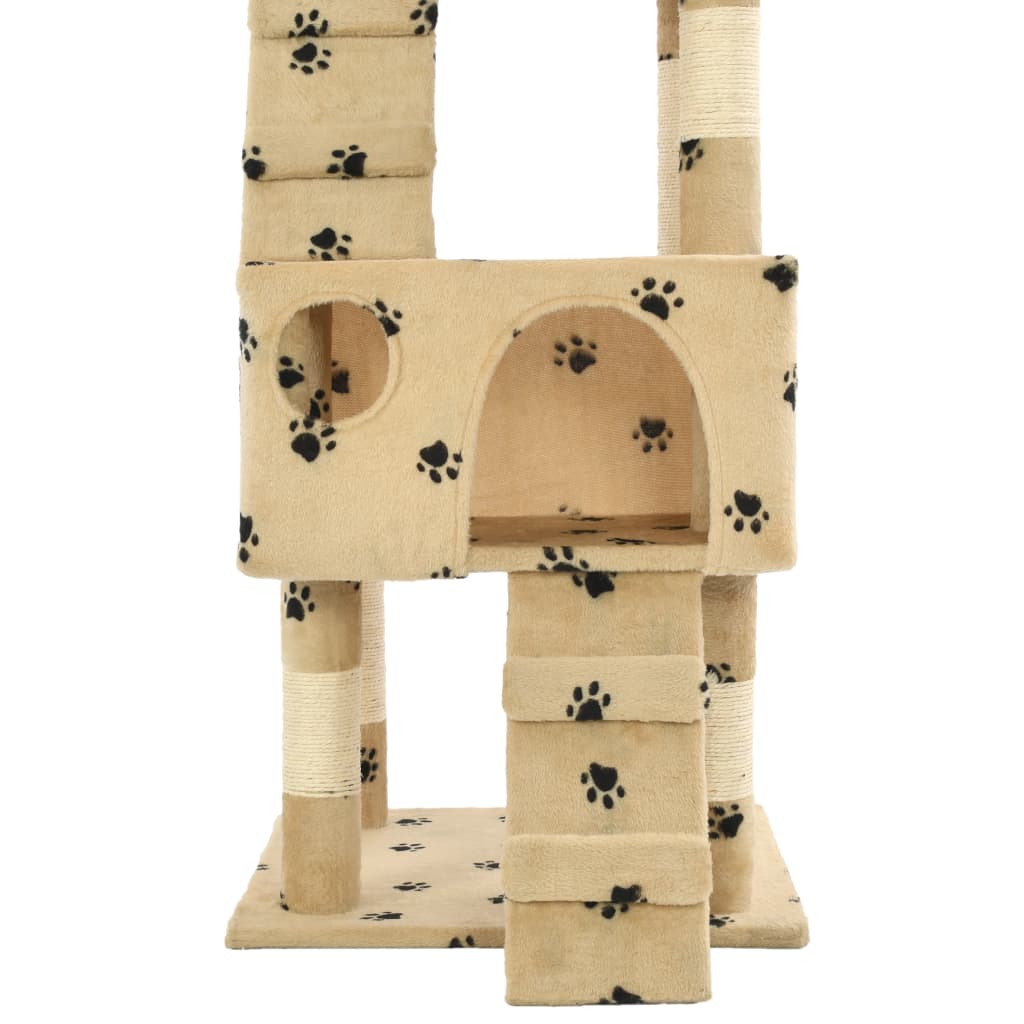 Cat Tree with Sisal Scratching Posts 170 cm Paw Prints Beige