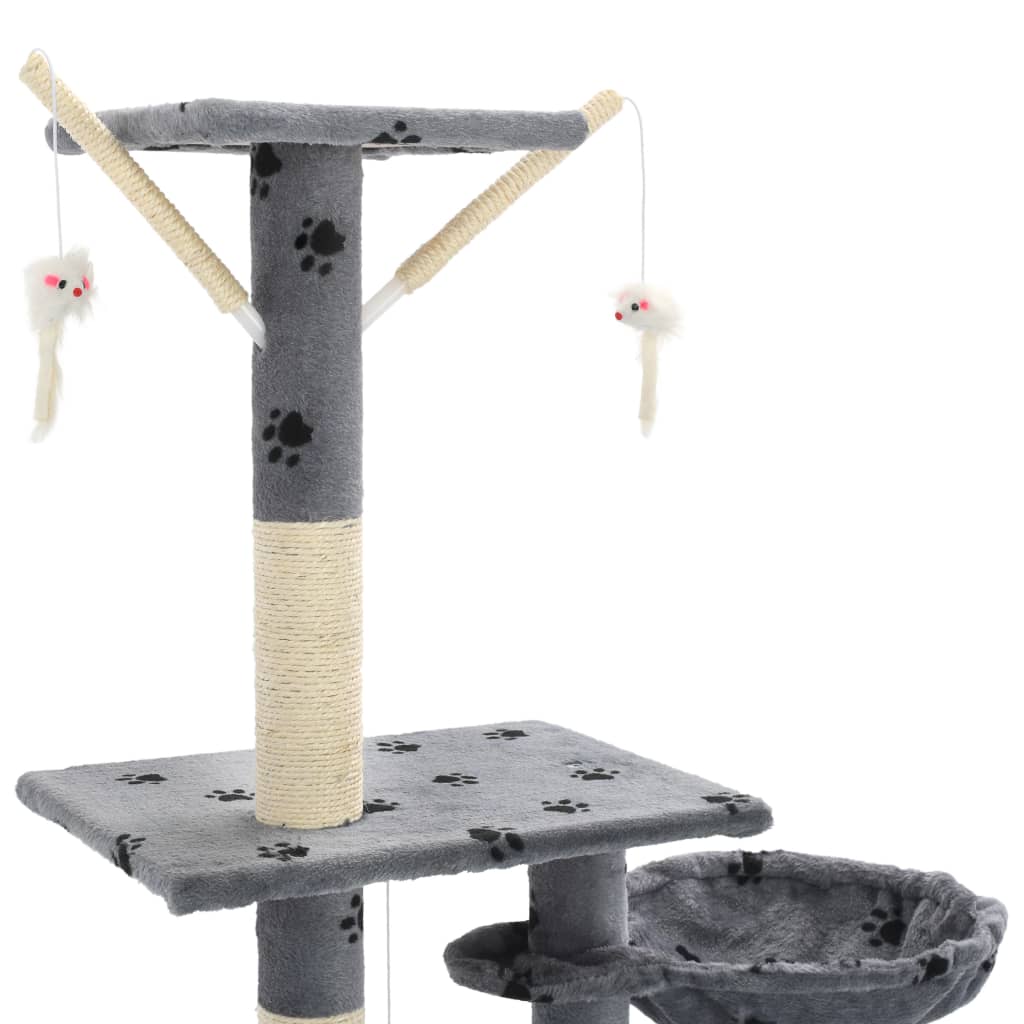 vidaXL Cat Tree with Sisal Scratching Posts 230-250 cm Paw Prints Grey