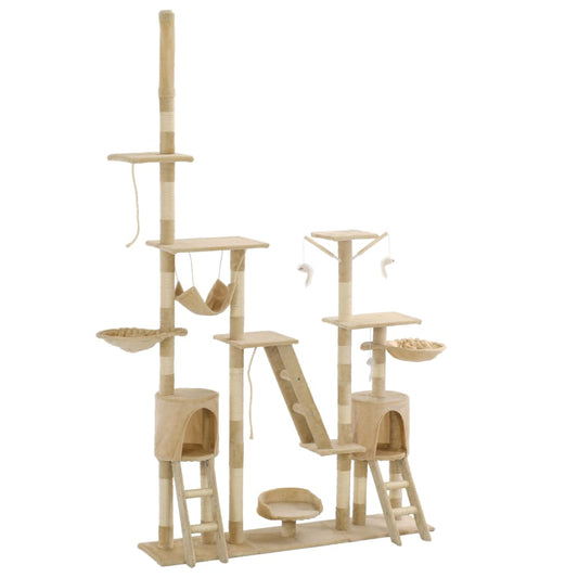 Cat Tree | Beige | Particle board, Plush, Sisal rope | Medium