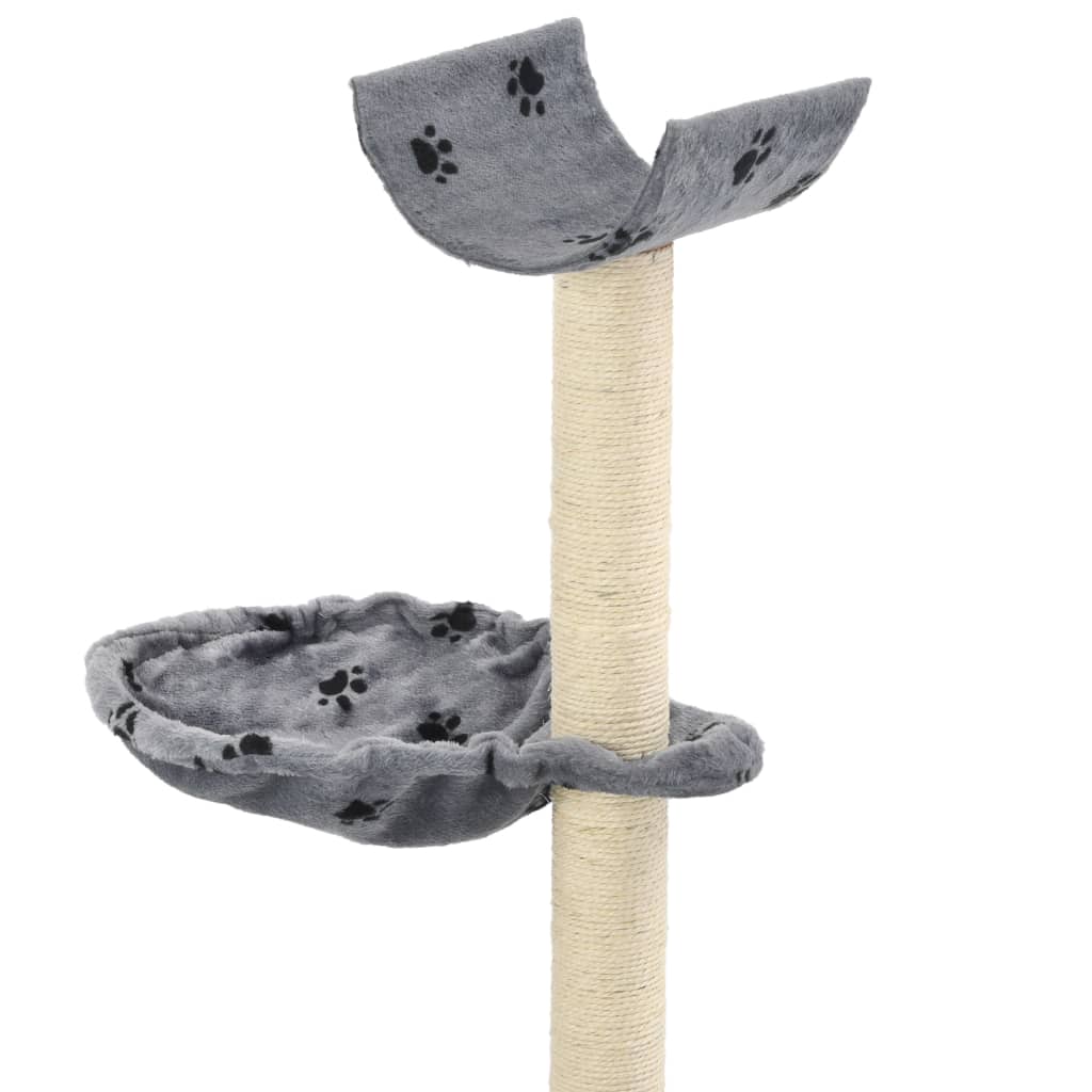 Cat Tree with Sisal Scratching Posts 105 cm Paw Prints Grey