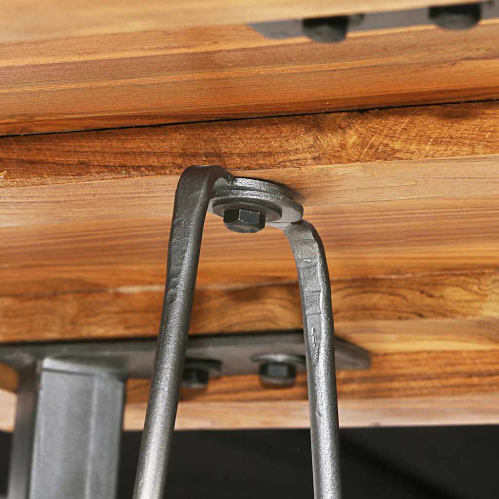 Table | Natural Wood, Grey | Solid reclaimed teak, Powder-coated steel