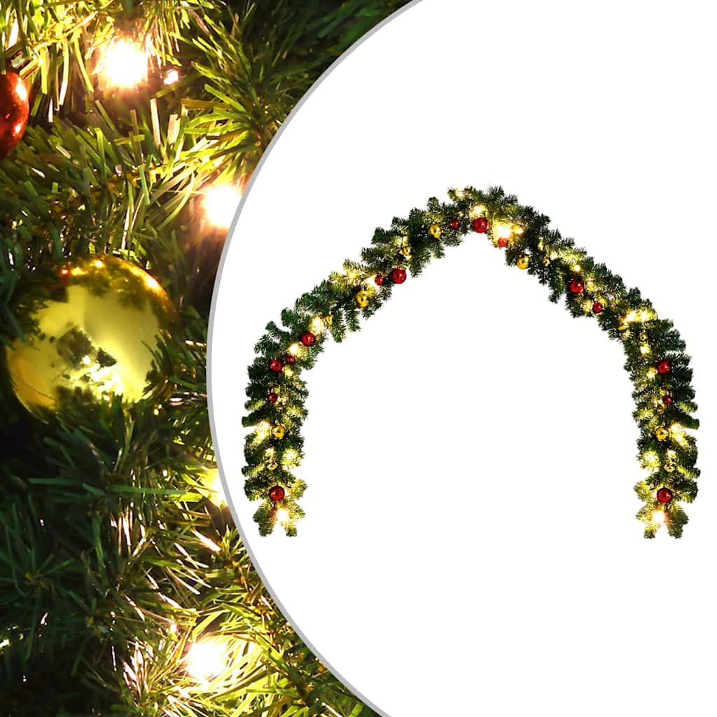 246406 vidaXL Christmas Garland Decorated with Baubles and LED Lights 5 m