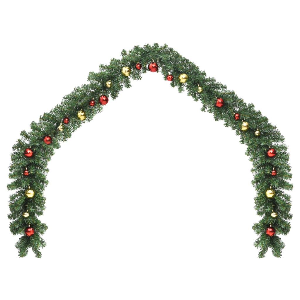 vidaXL Christmas Garland Decorated with Baubles and LED Lights 5 m