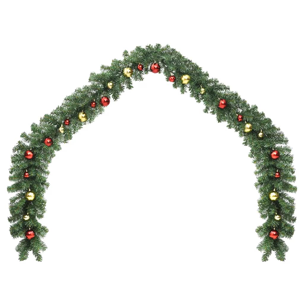 246406 vidaXL Christmas Garland Decorated with Baubles and LED Lights 5 m