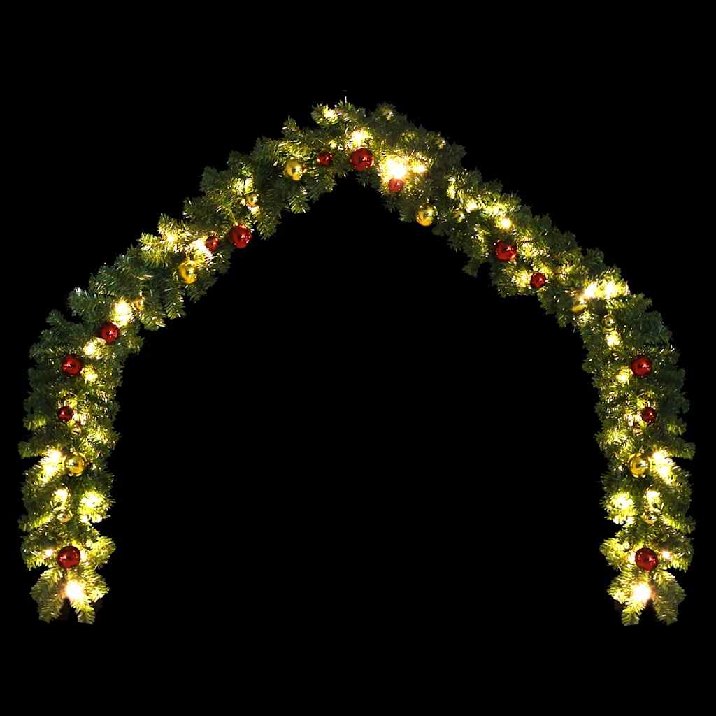 246406 vidaXL Christmas Garland Decorated with Baubles and LED Lights 5 m