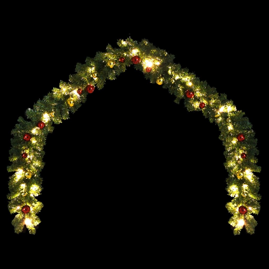 vidaXL Christmas Garland Decorated with Baubles and LED Lights 10 m