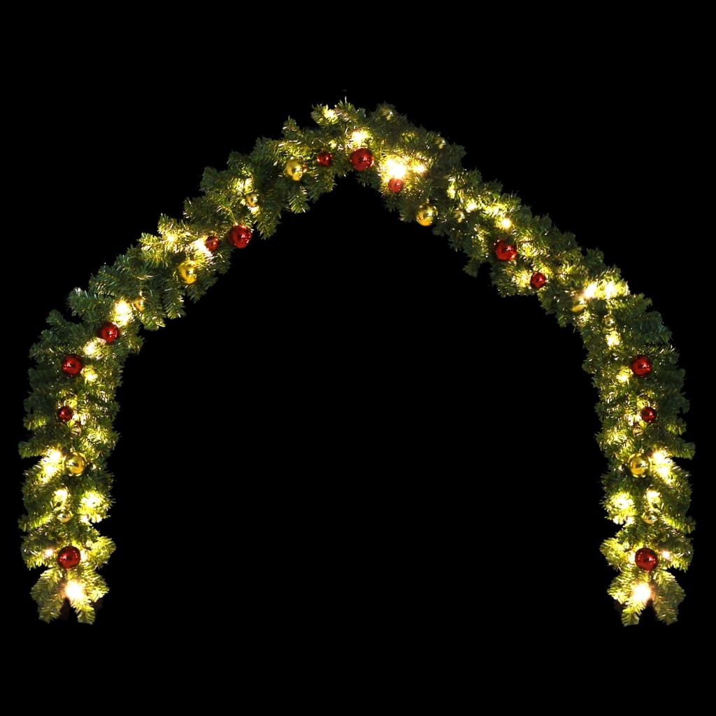 vidaXL Christmas Garland Decorated with Baubles and LED Lights 20 m