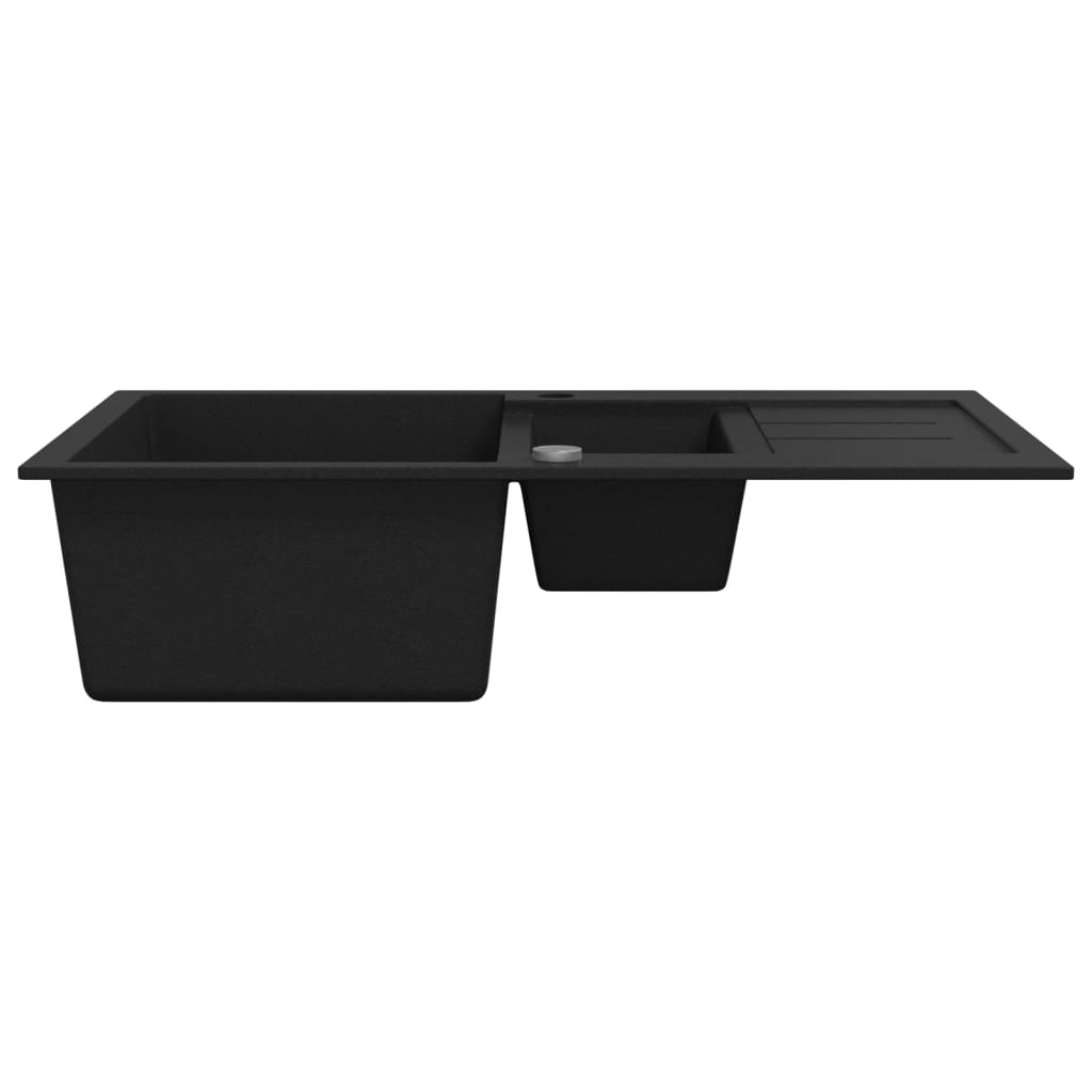 vidaXL Granite Kitchen Sink Double Basin Black