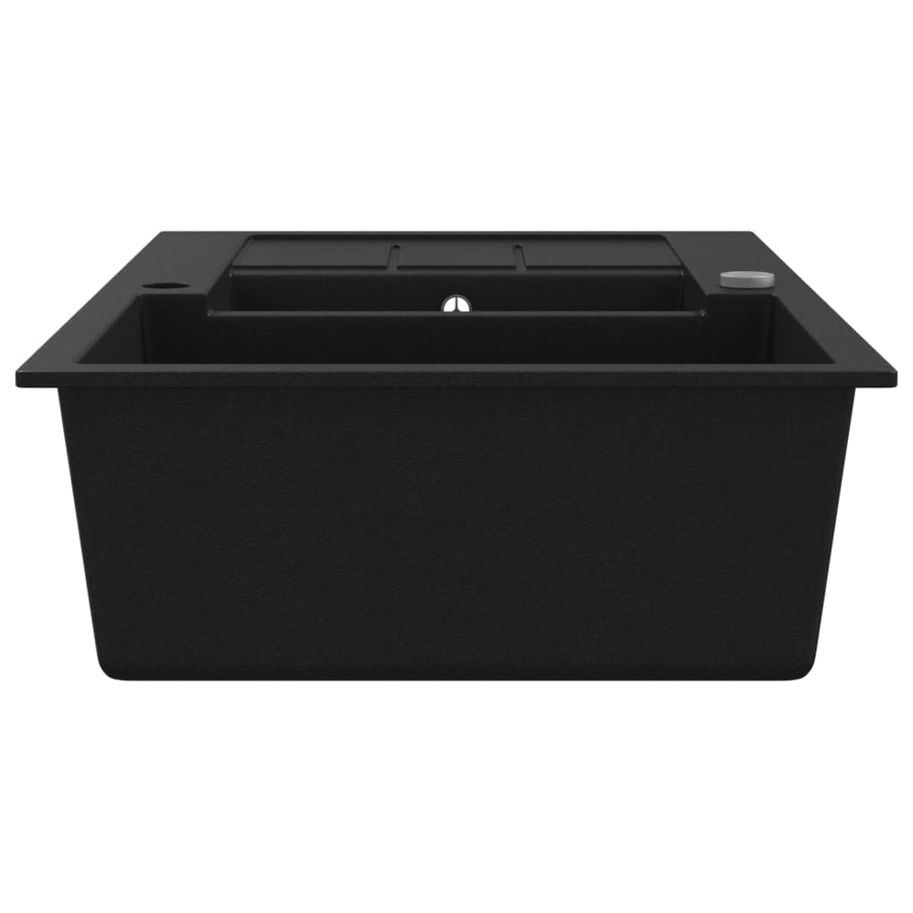 vidaXL Granite Kitchen Sink Double Basin Black