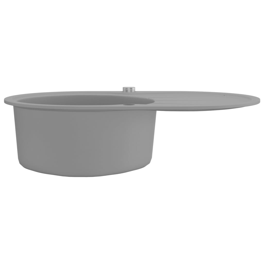 vidaXL Granite Kitchen Sink Single Basin Oval Grey