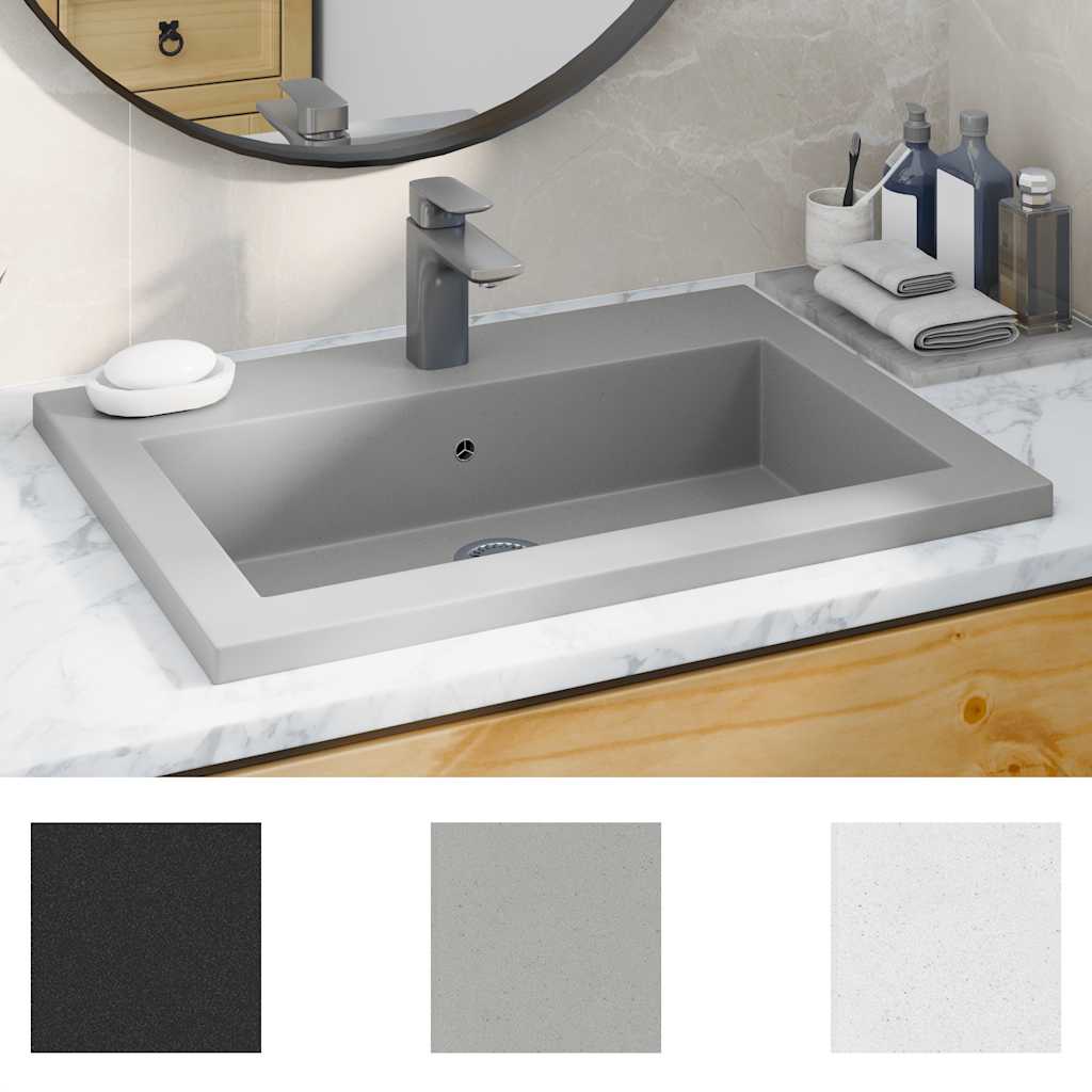 142963 vidaXL Granite Basin 600x450x120 mm Grey