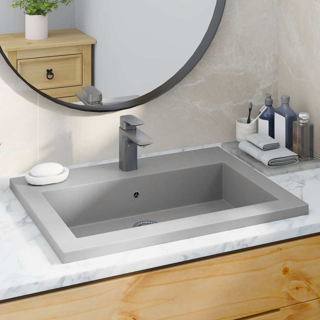 142963 vidaXL Granite Basin 600x450x120 mm Grey