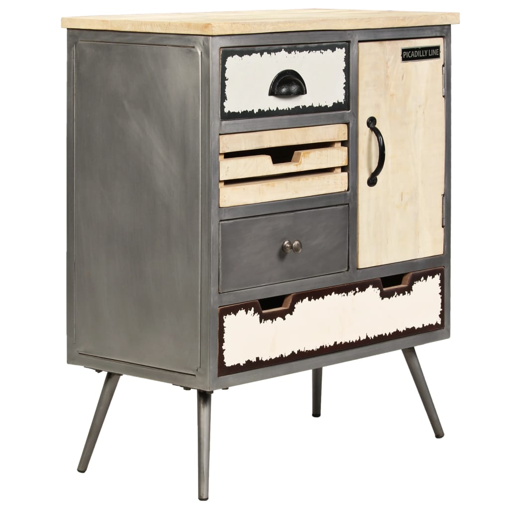 246283 vidaXL Sideboard Solid Mango Wood and Steel 65x33x76 cm