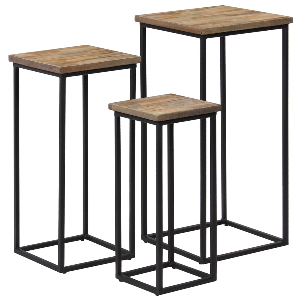 246088 vidaXL 3 Piece Plant Table Set Reclaimed Teak