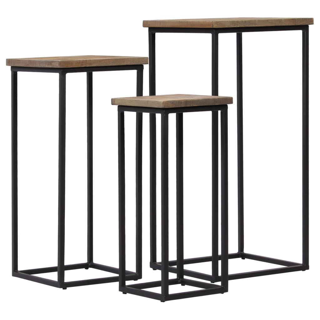 246088 vidaXL 3 Piece Plant Table Set Reclaimed Teak