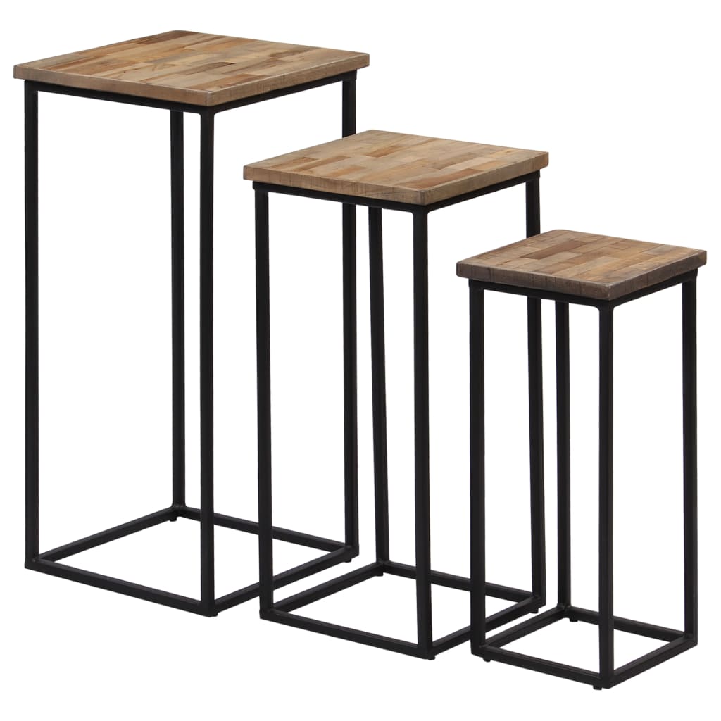 246088 vidaXL 3 Piece Plant Table Set Reclaimed Teak