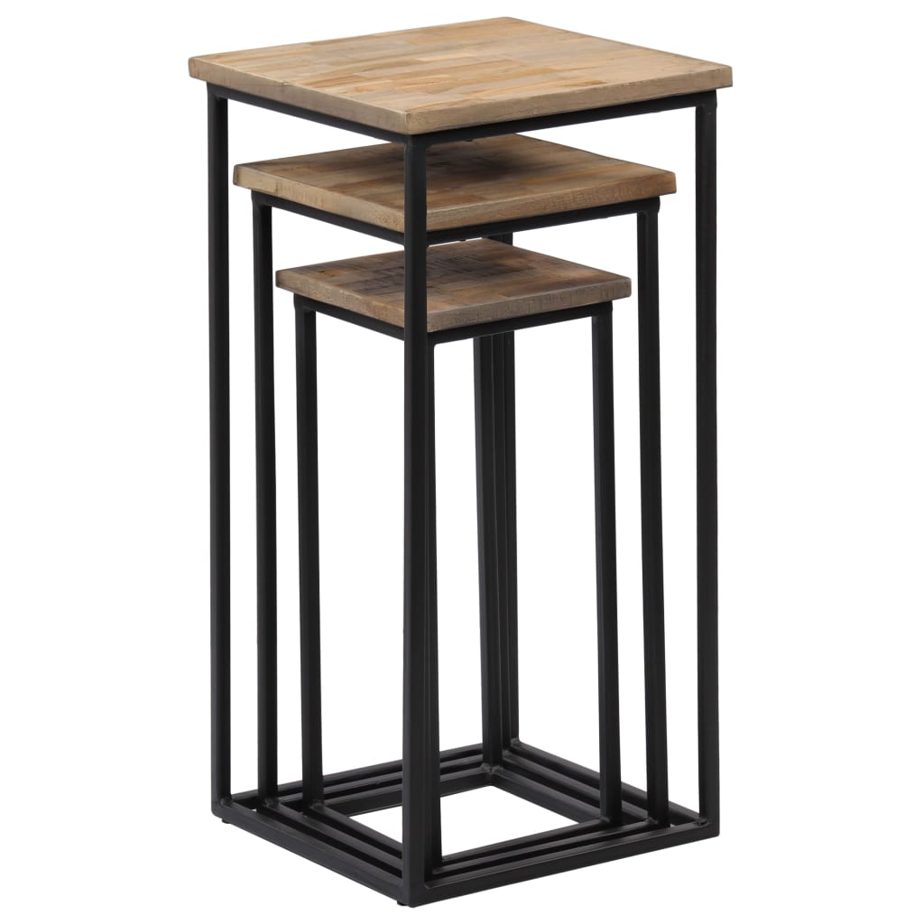 3 Piece Plant Table Set Reclaimed Teak