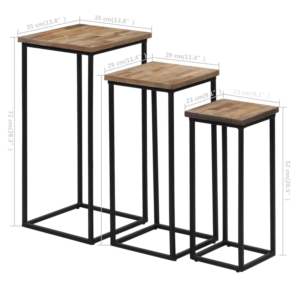246088 vidaXL 3 Piece Plant Table Set Reclaimed Teak