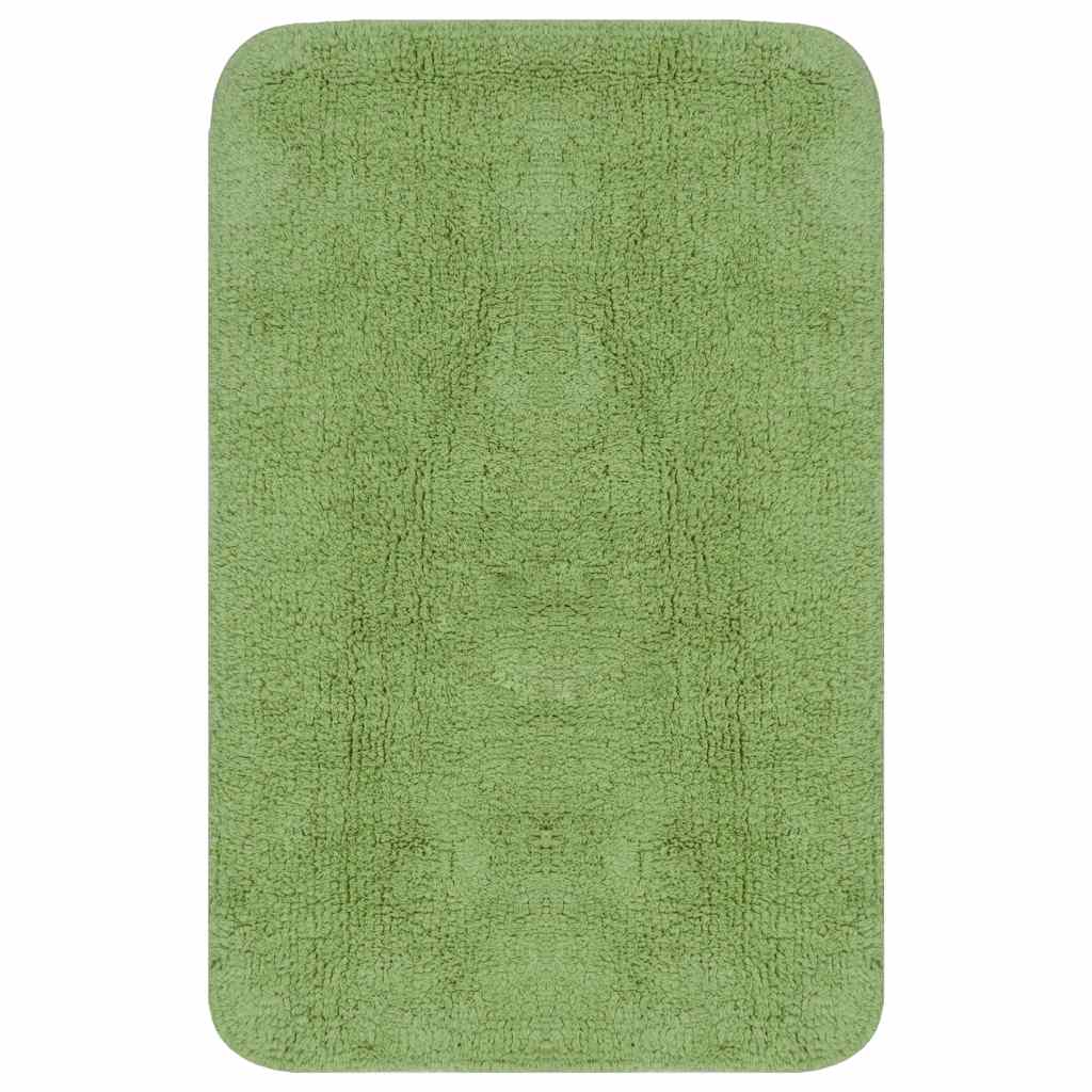 Bathroom Mat Set 3 Pieces Fabric Green