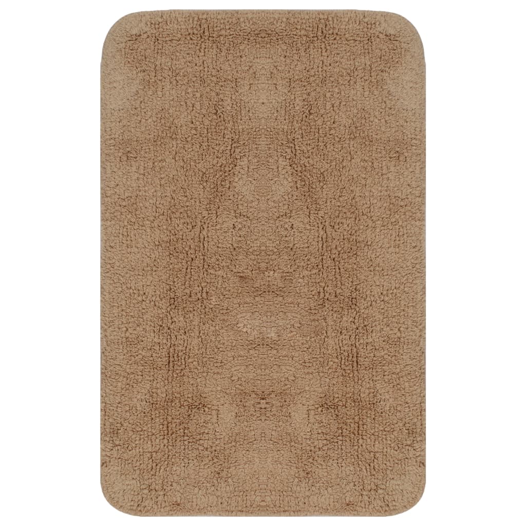 Bathroom Mat Set 2 Pieces Fabric Beige
