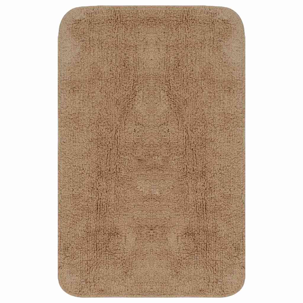 Bathroom Mat Set 2 Pieces Fabric Beige
