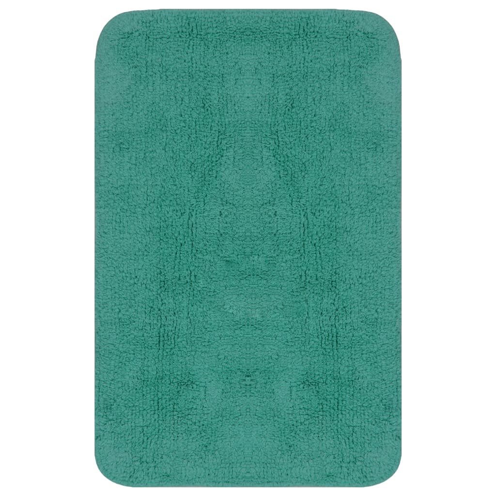Bathroom Mat Set 2 Pieces Fabric Turquoise