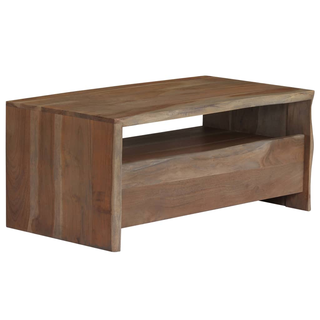 246127 vidaXL Coffee Table Solid Acacia Wood Live Edges 90x50x40 cm Grey