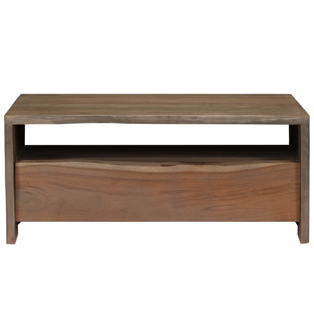246127 vidaXL Coffee Table Solid Acacia Wood Live Edges 90x50x40 cm Grey