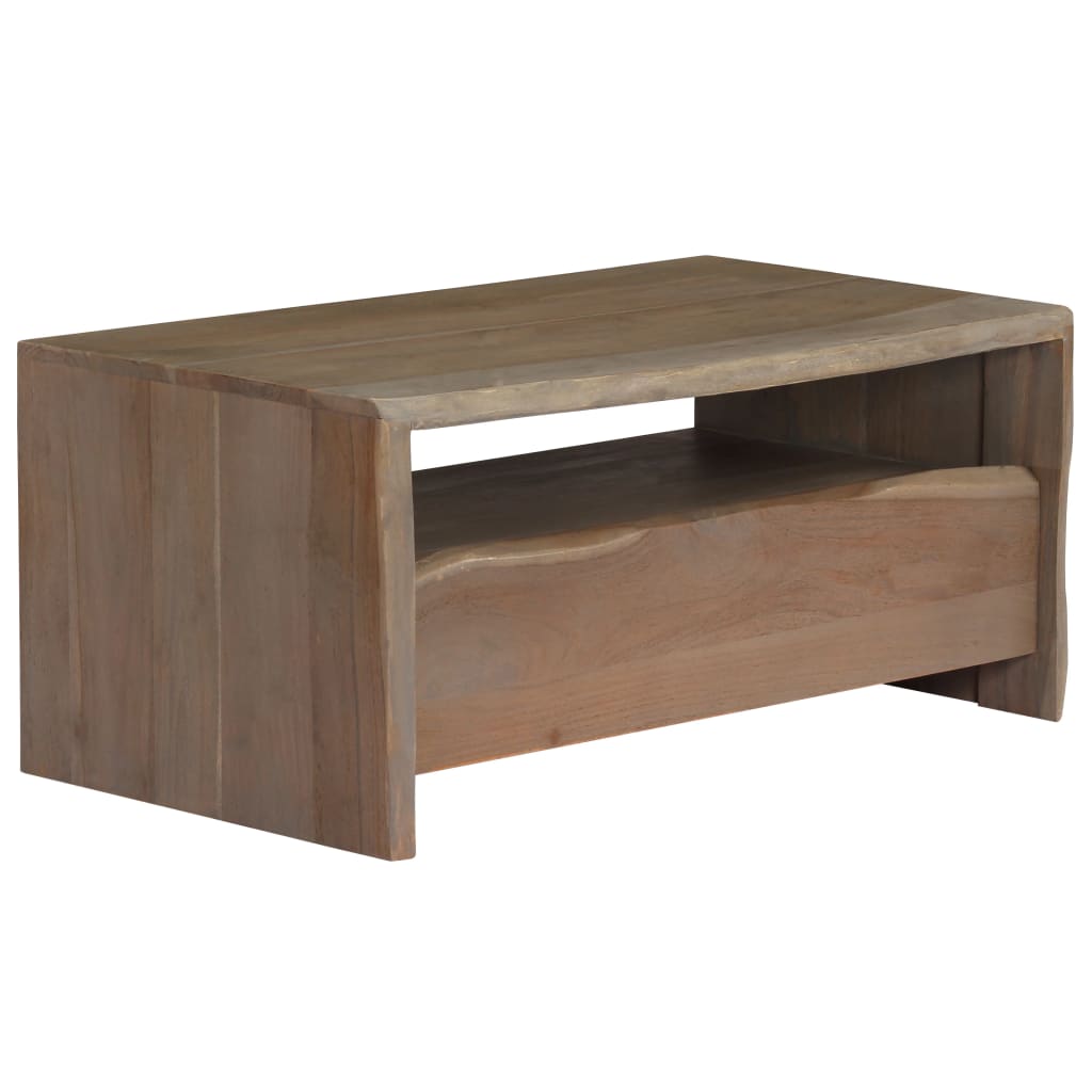 246127 vidaXL Coffee Table Solid Acacia Wood Live Edges 90x50x40 cm Grey
