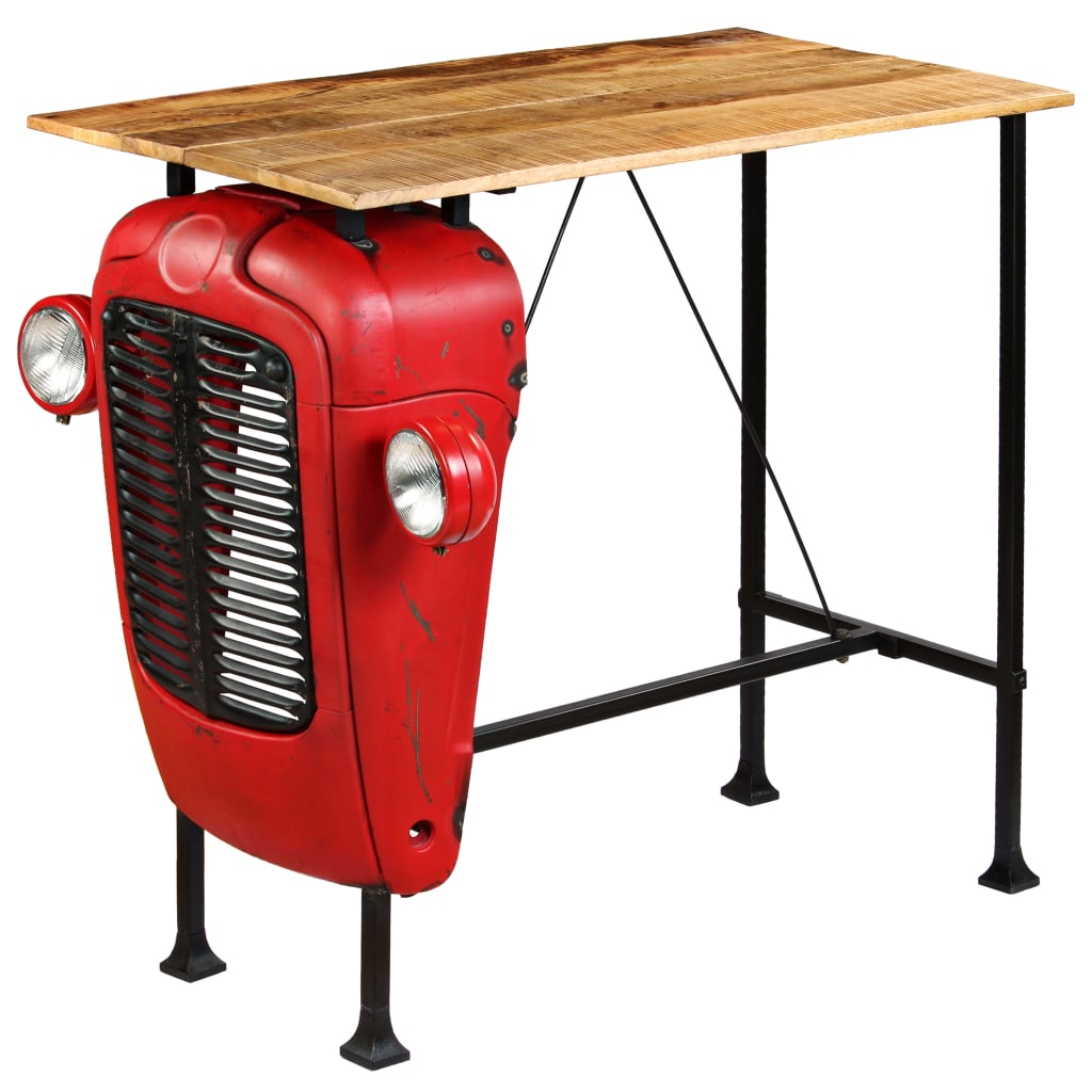 vidaXL Tractor Bar Table Solid Mango Wood Red 60x120x107 cm