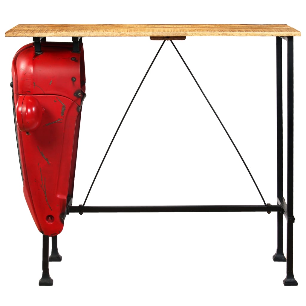 vidaXL Tractor Bar Table Solid Mango Wood Red 60x120x107 cm