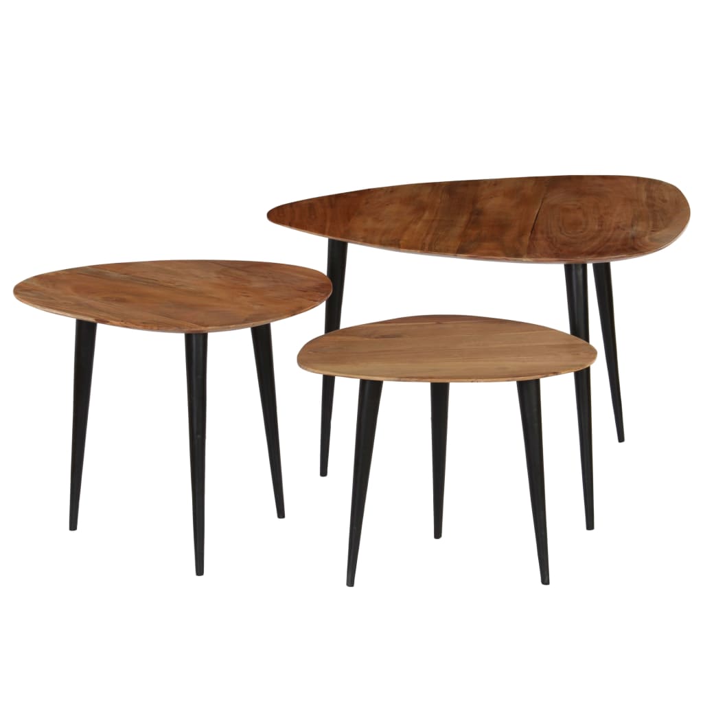 246062 vidaXL Coffee Table Set 3 Pieces Solid Acacia Wood