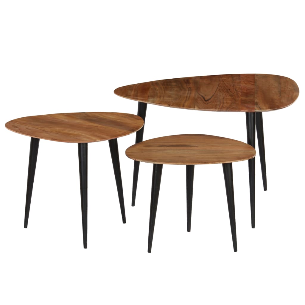 246062 vidaXL Coffee Table Set 3 Pieces Solid Acacia Wood