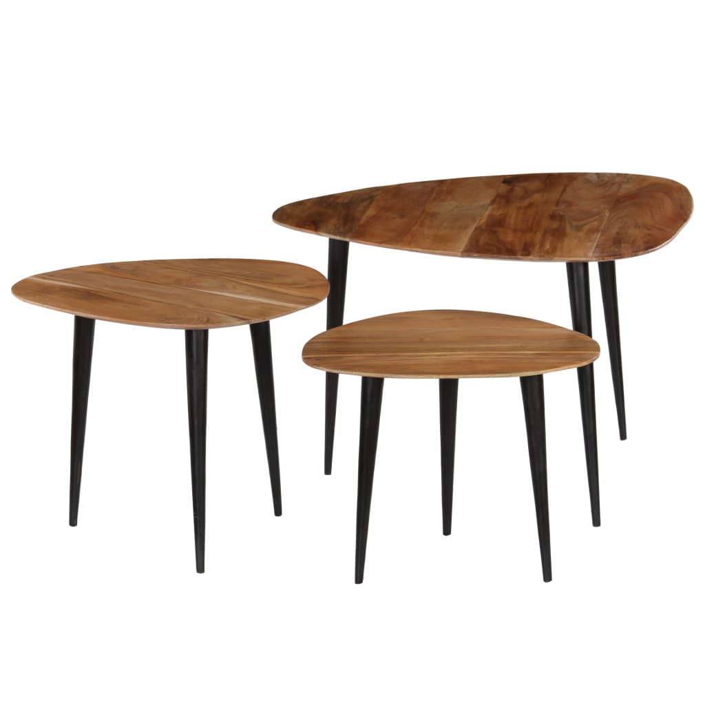 246062 vidaXL Coffee Table Set 3 Pieces Solid Acacia Wood