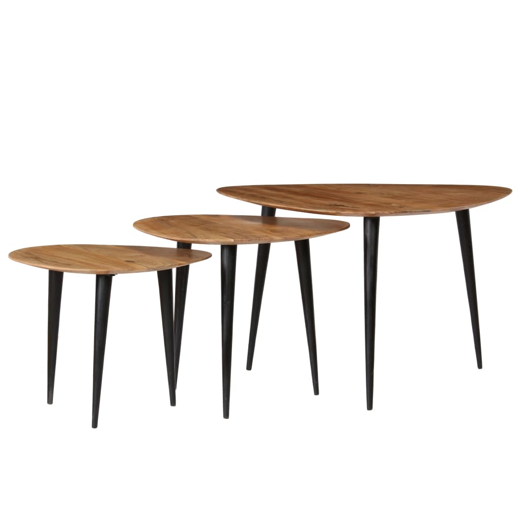 246062 vidaXL Coffee Table Set 3 Pieces Solid Acacia Wood
