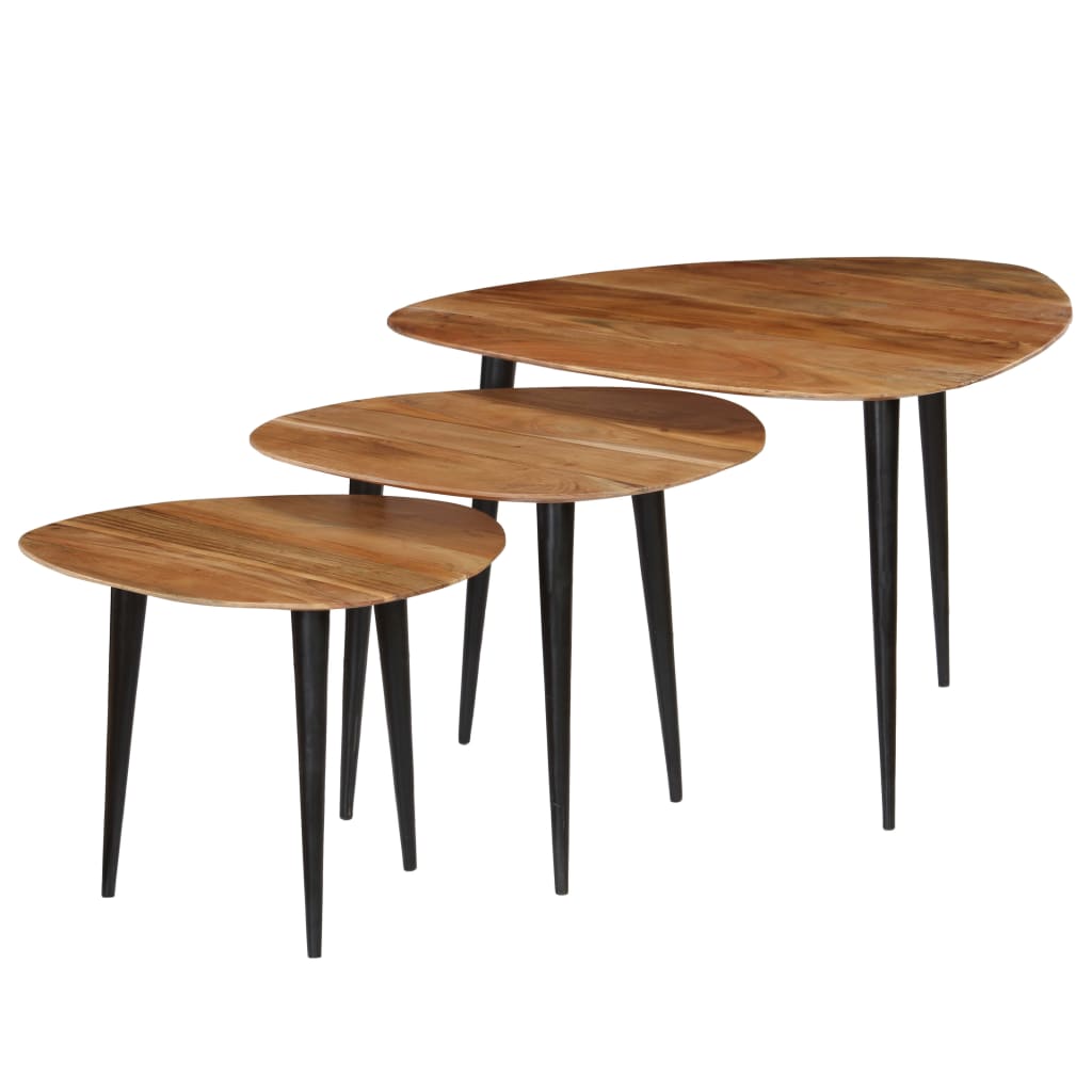 246062 vidaXL Coffee Table Set 3 Pieces Solid Acacia Wood