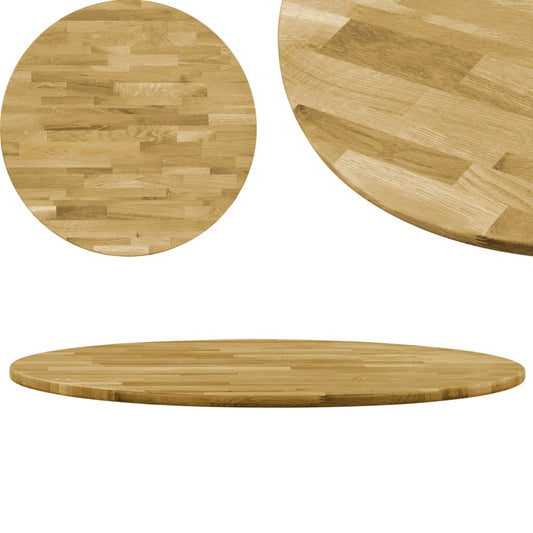 vidaXL Table Top Solid Oak Wood Round 23 mm 500 mm