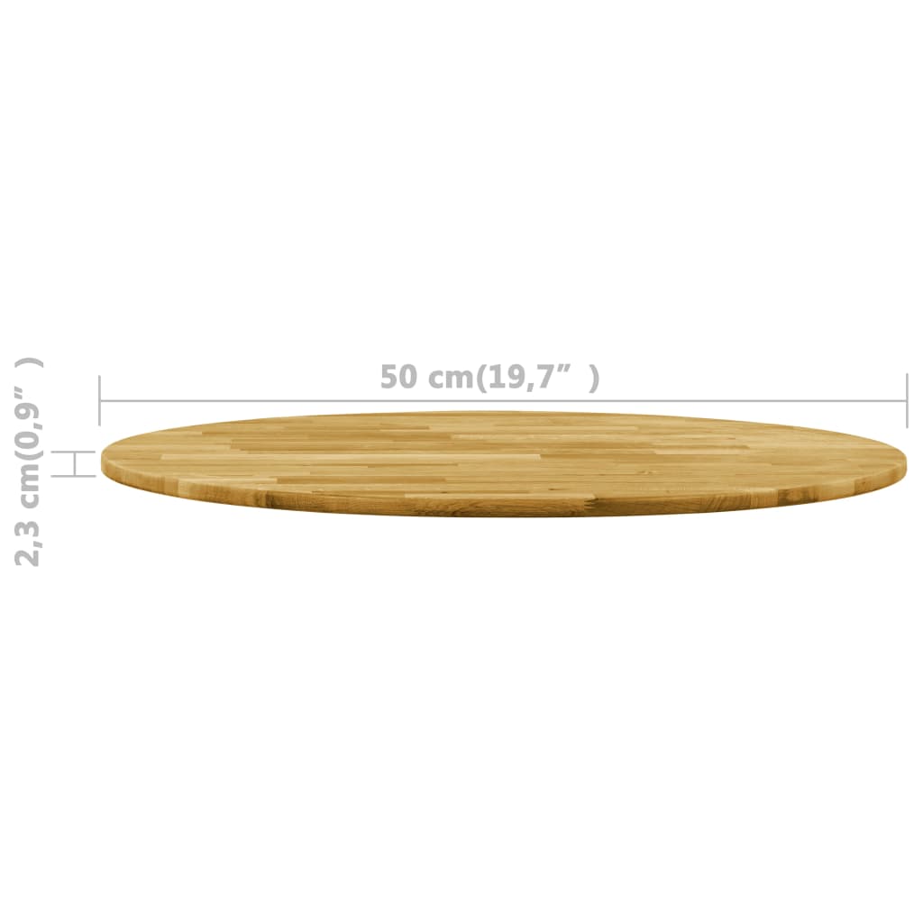 vidaXL Table Top Solid Oak Wood Round 23 mm 500 mm