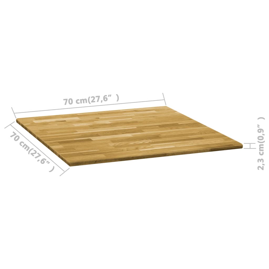 vidaXL Table Top Solid Oak Wood Square 23 mm 70x70 cm